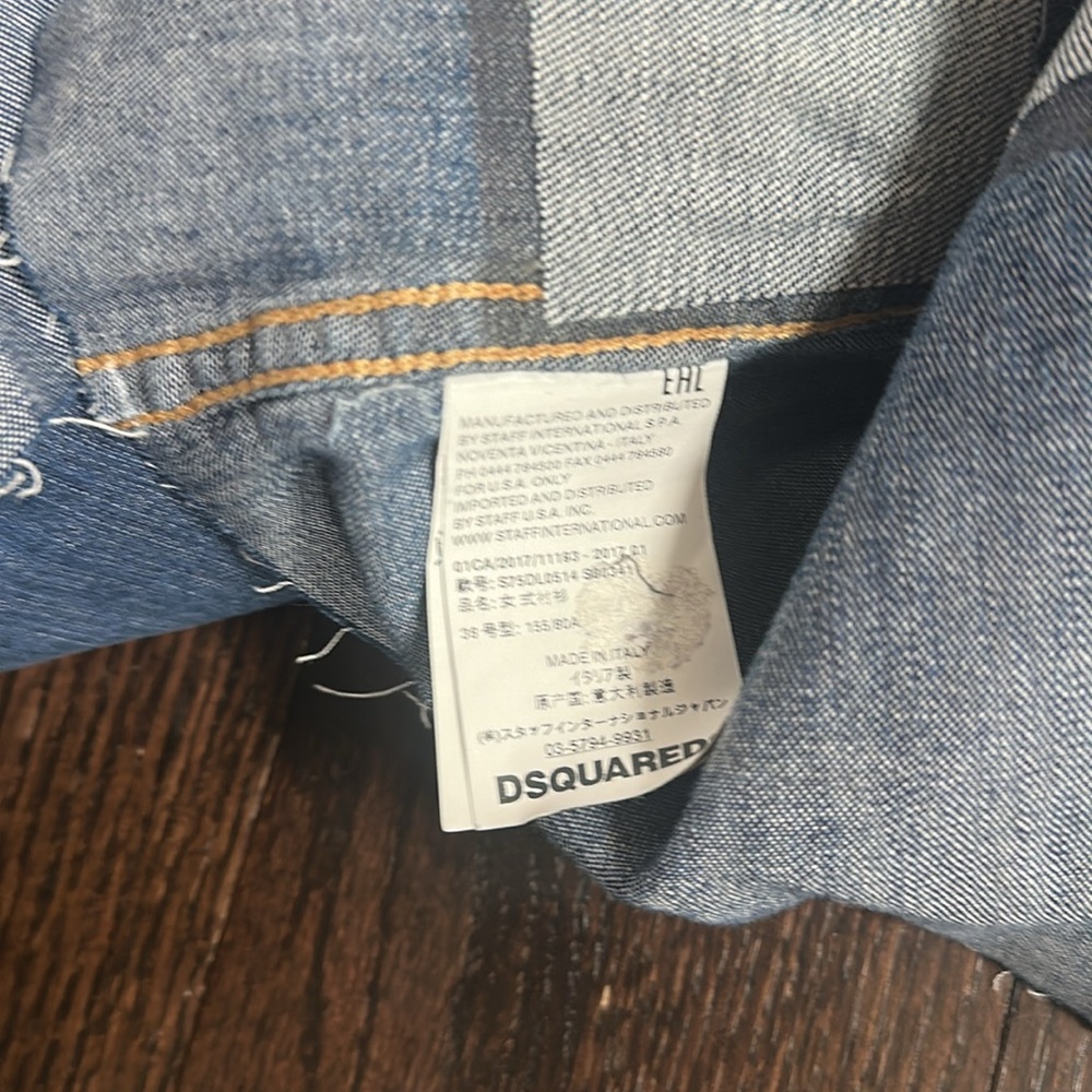 DSQUARED DISTRESSED FITTED DENIM JEAN SHIRT - Picture 3 of 3